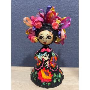Vintage 1960S Abelardo Ruiz Mexican Folk Art Paper Mache Girl Doll Figurine